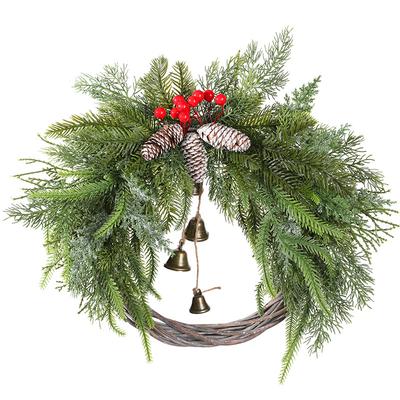 50Cm Artificial Simulation Pe Cypress Fruit Christmas Wreath Farmhouse Bohemian Wind Wreath Bell Wreath Door Hanging
