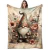 Gnome-Themed Blanket Featuring A Soft and Warm Vintage Floral Living Room Bedroom Sofa Christmas, and Autumn for Home Decor