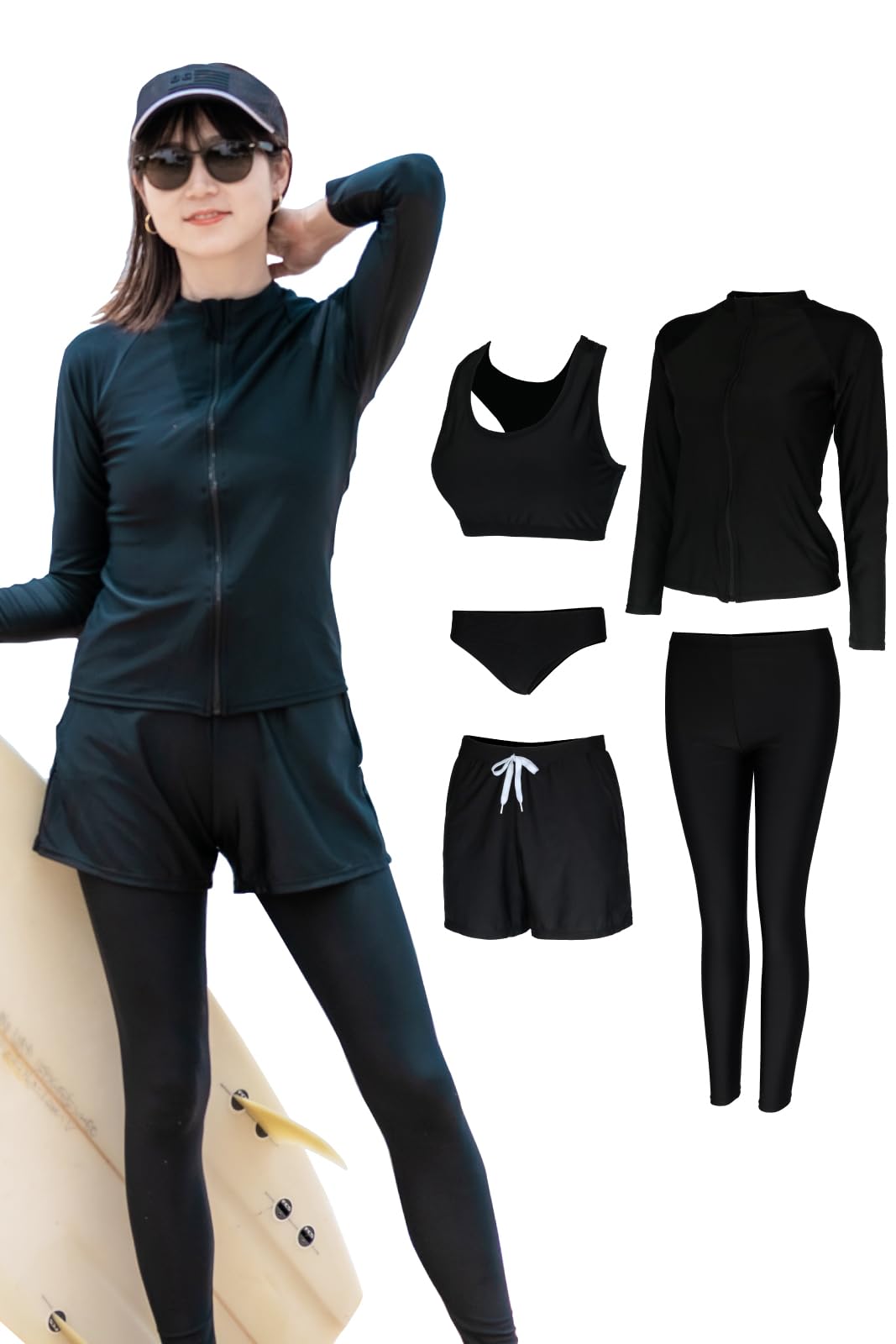 

Комплект рашгарда AQXIA от Professional Swimsuit с леггинсами и размером L, женский, 5 предметов (Рекомендуемые вейкбордисты) Танкини, Черный, чёрный