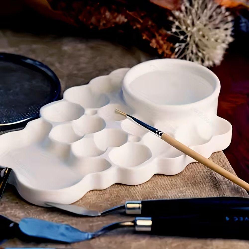 New Plastic Paint Palette Tray White Portable Watercolor Mixing Tray 3D Printing Pigment Tray Palette For Adults