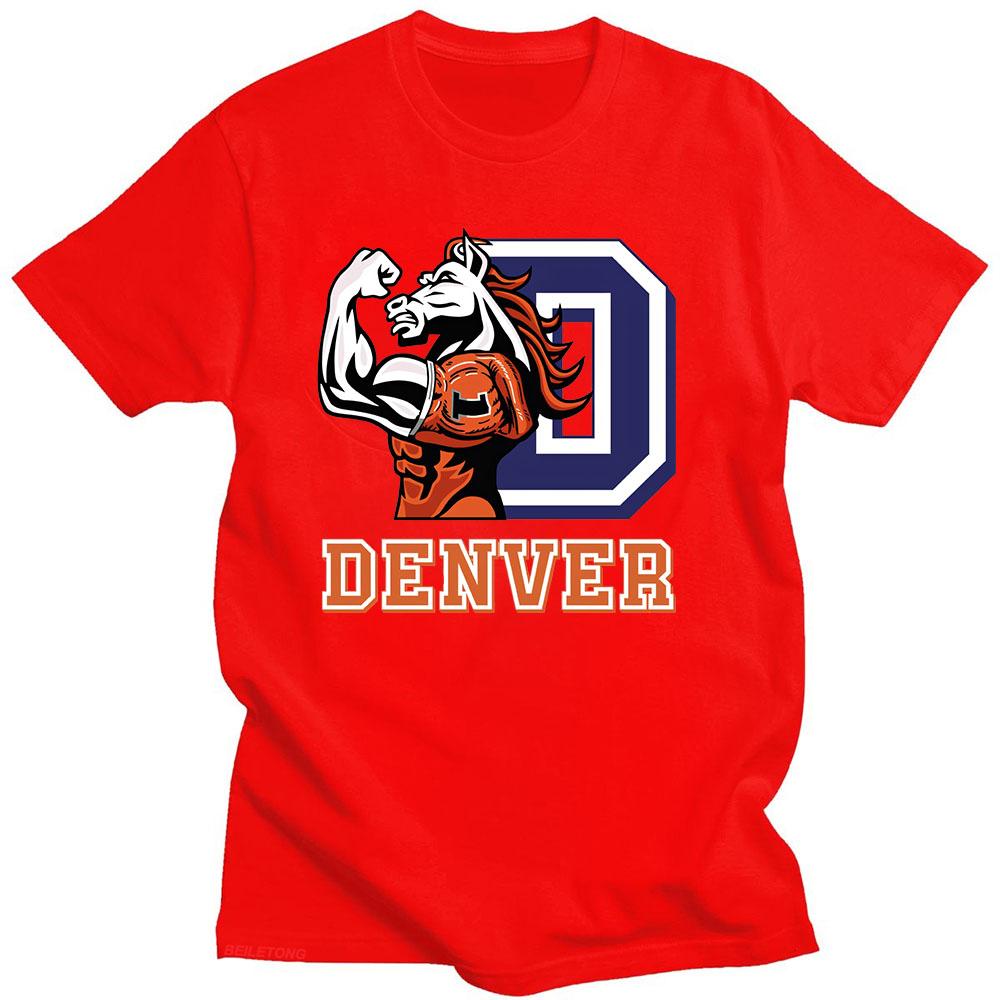 

Футболка Denver Broncos з графічним принтом Harajuku Бавовняна повсякденна футболка з коротким рукавом Футболка для гри з м ячем Ropa Hombre Панк одяг L