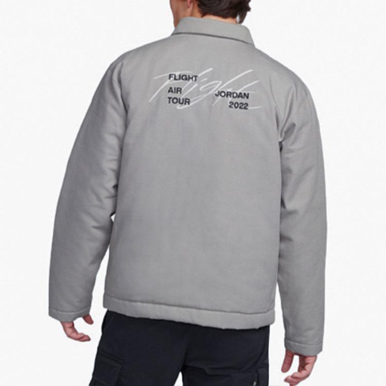 Jordan Alphabet Print Zip-Up Jacket Men Outerwear Grey DJ0239-016