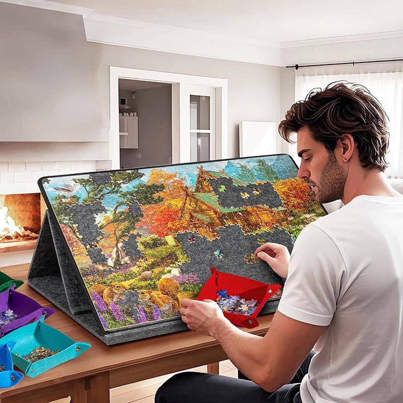 Portable Folding Felt Puzzle Board with Stand