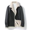 Fur and fleece integrated leather jacket new lapel thickened leather jacket wool winter men's jacket thermal jacket
