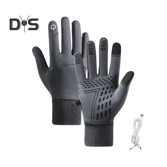 

1 пара перезаряжаемых перчаток с подогревом для мужчин и женщин, водонепроницаемые перчатки с электроподогревом, силиконовые перчатки с сенсорным экраном для зимнего катания на лыжах, велоспорта A чёрный