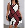 QICED Fashion Summer Spring V-Neck Sleeveless Casual Dresses