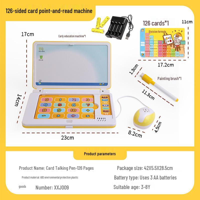 Kid's Learning Laptop Toy: Early Education Computer with Card Slot