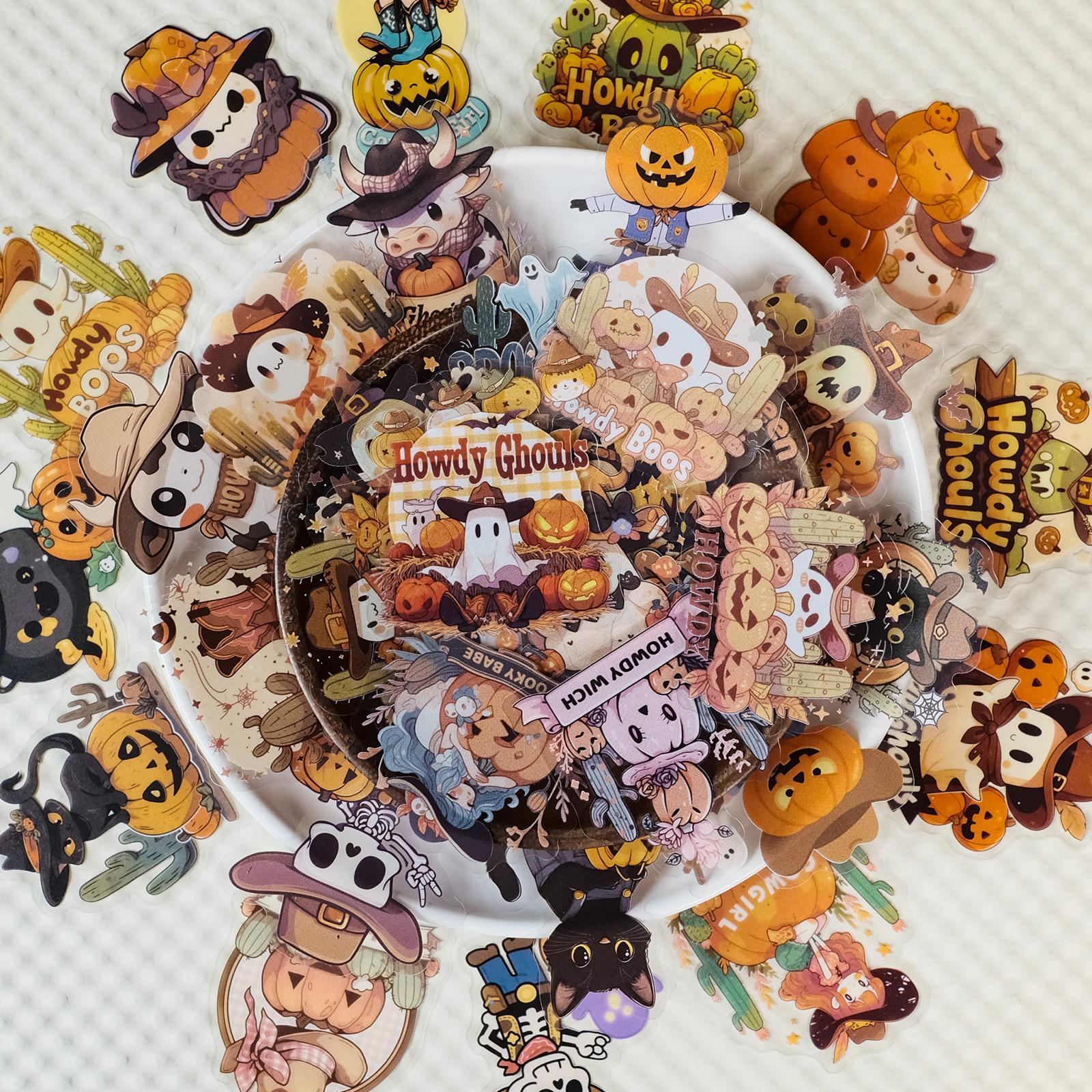 

56 Halloween Cowboy Transparent Pet Stickers Cute Cartoon Diy Handbook Diary Material Stickers