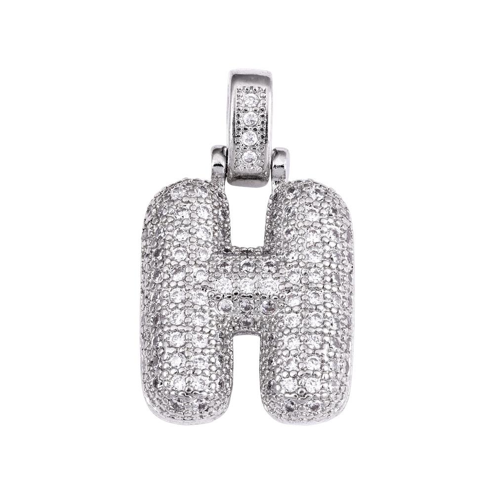 Cross Hip Hop Copper Zircon 26-Letter Pendant Necklace
