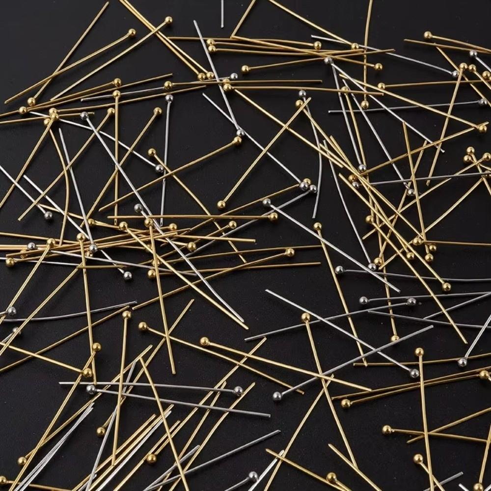 100PCS 0.6mm Thin Wire Jewelry Making Pins Gold Plated Jewelry Ball Pins Head Needle Accessories