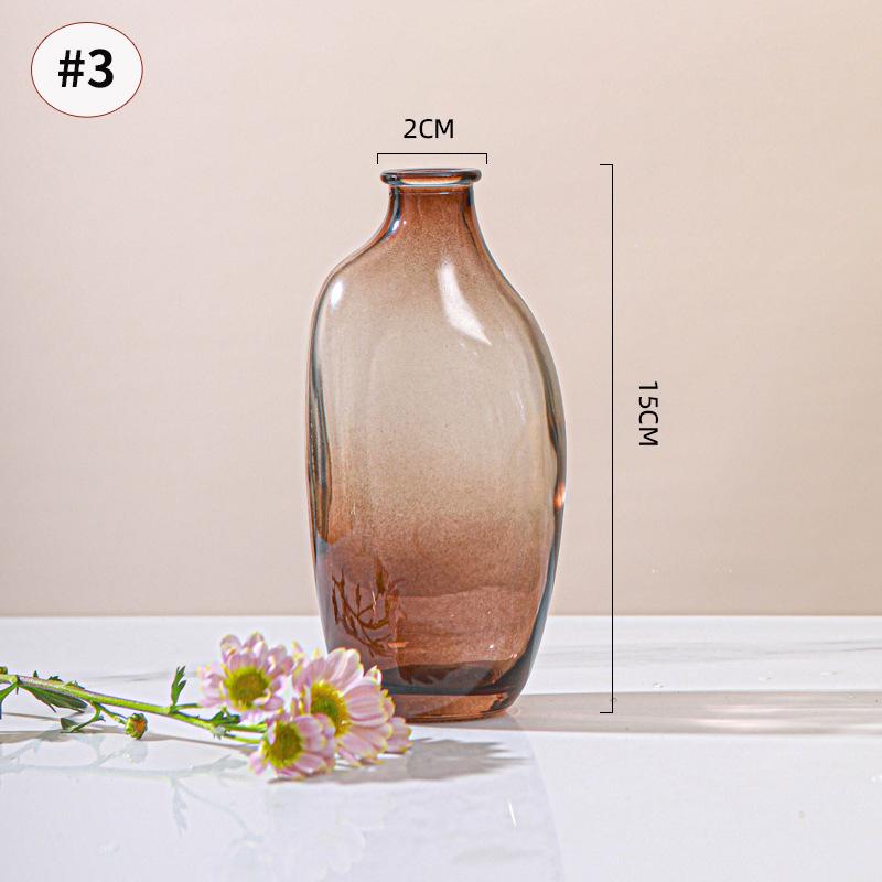 Brown Retro Glass Vase Plant Flowers Bottle Flower Arrangement Hydroponic Terrarium Desktop Vase Creative Home Decor Flower Pot