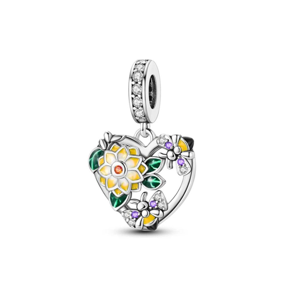 Springs Flower Series Copper Bird Hibiscus Tulip Charm Bead Fit Women Original Bracelet Jewelry For Gift