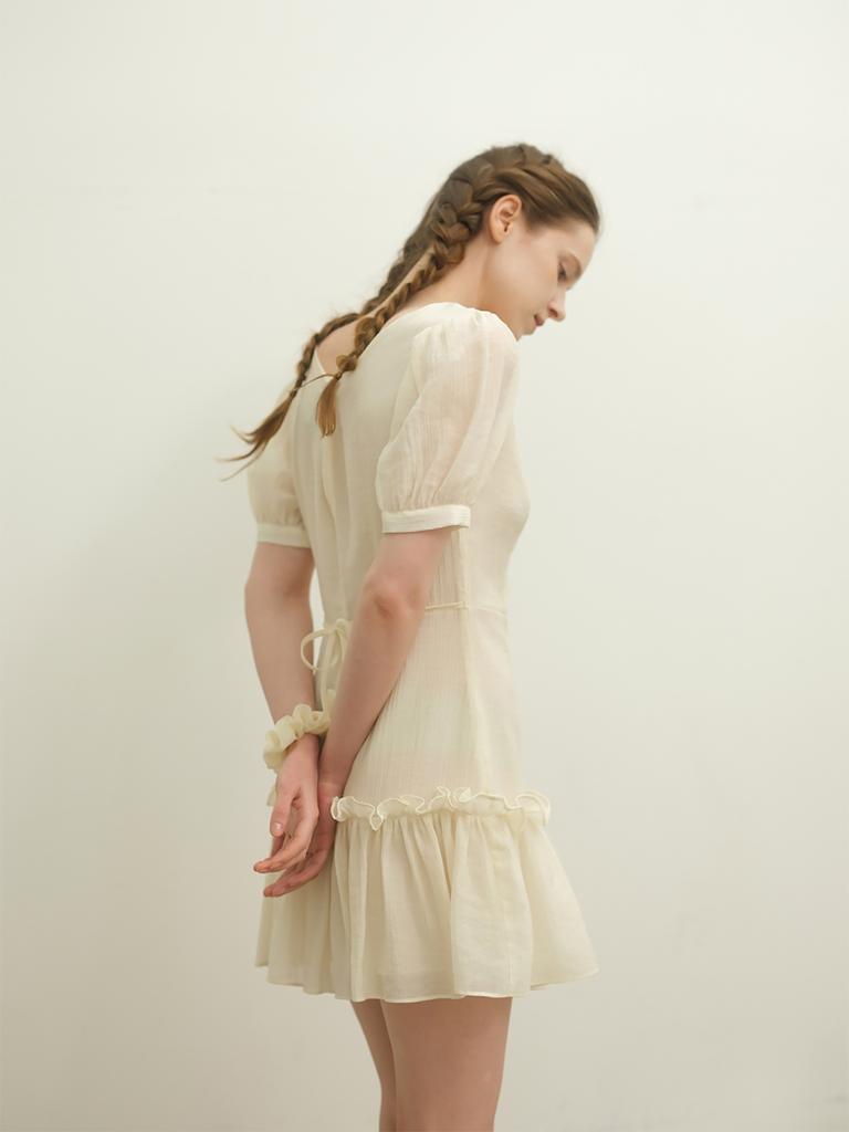 Non Search Frill Mini Dress/Cream