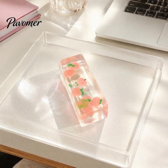 Flexible Sensory Toy Clear Bar Squeeze with Fake Fruit Inside, Stress Relief Shapeable Hand Therapy Stick Toy, Transparent Strip Figdet for