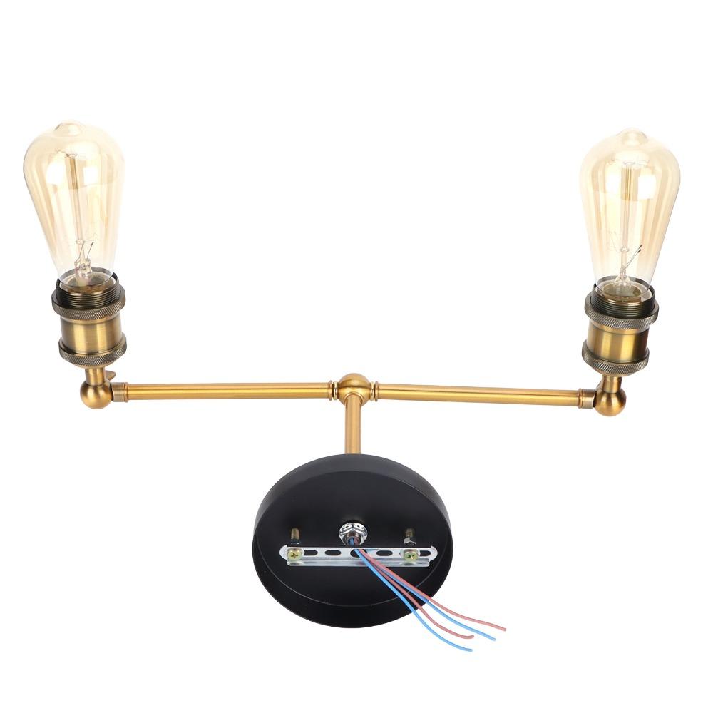 Vintage E26 Lamp Holder Wall Light AC110-120V Bronze Finish Wall Fixture Double Heads Iron Material Wall Lamp Stair Entry