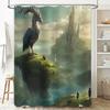 Magic Fantasy World Shower Curtain Enchanted Forest Castle Landscape Print for Bathroom Decorations