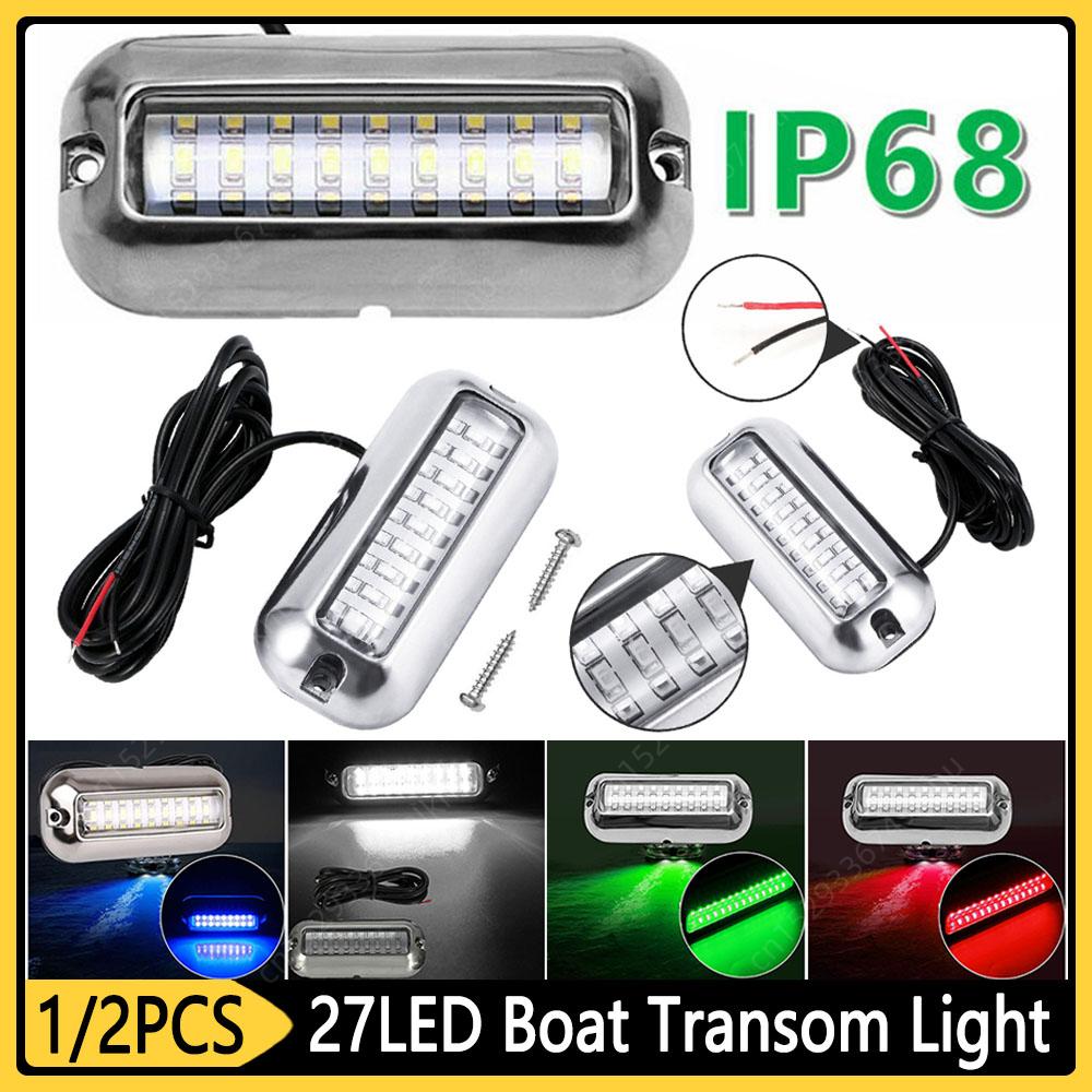 27LED Boat Transom Light Stainless Steel Speedboat Lights 10-30V Marine Transom Lamp IP68 Waterproof 50W Yacht Boat Accessories