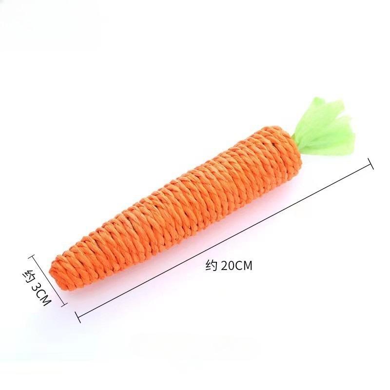 Cat Toy Carrot Sound Pet Products Bite Resistant Paper Rope Scratcher Clean Teeth Interactive Play Cat Carrot Chew Toy for Cat