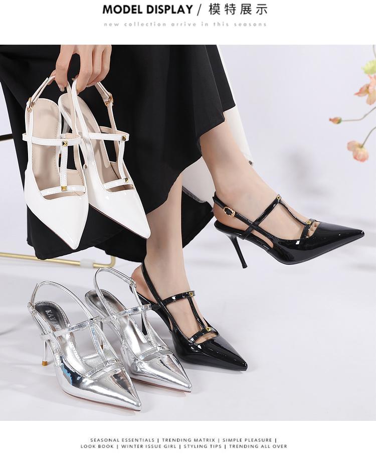 Sexy Small Heels, Slim Heels, Minimalist Pointed Sandals, 9cm Toe Closure High Heels Sandals Women Shoes
