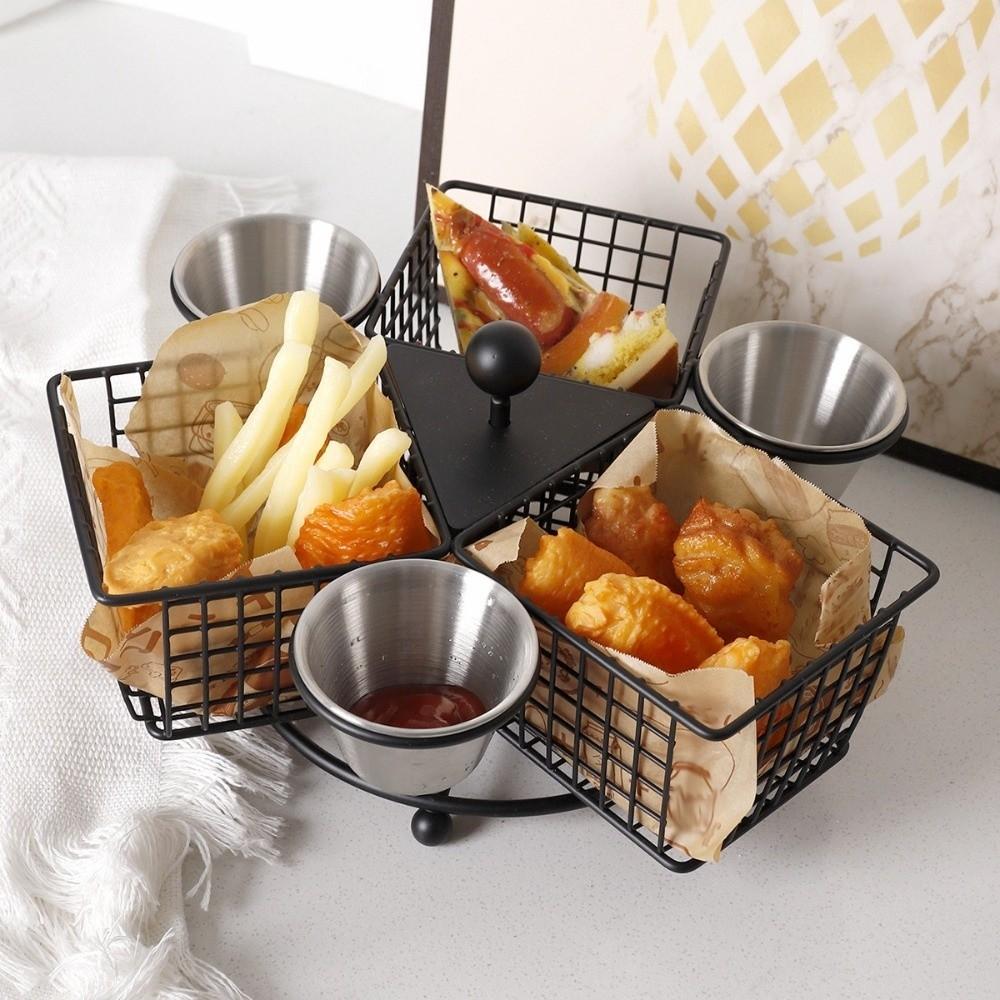 Sturdy Food Display Rack with Dipping Cup Deep Fry Food Strainer Durable Snack Basket  Onion Rings