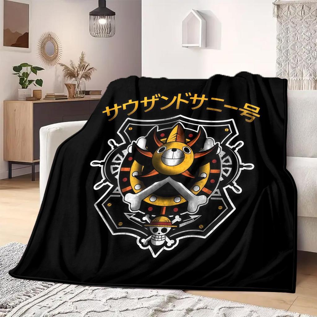One Piece Jolly Roger Logo Print Blanket Warm Comfortable Flannel Blanket Suitable for Bedrooms,Sofas, Beds,Chairs 94