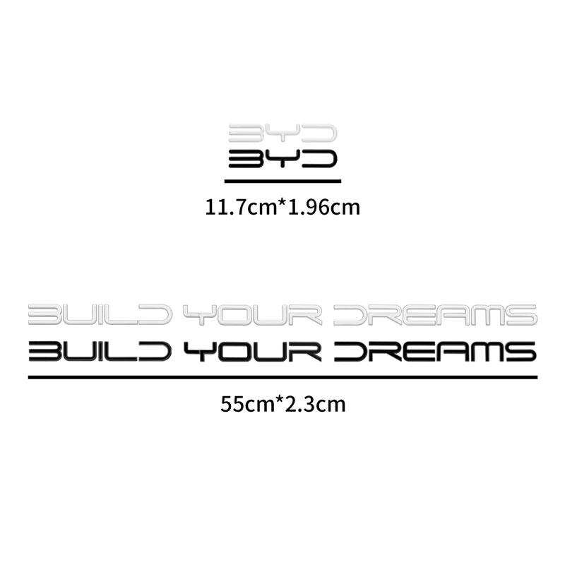 PO2 3D Chrome Metal Car Back Trunk Tailgate Sticker Build Your Dreams Emblem Badge Decor For BYD Logo HAN TANG ATTO3 E5 E6 S6 S7