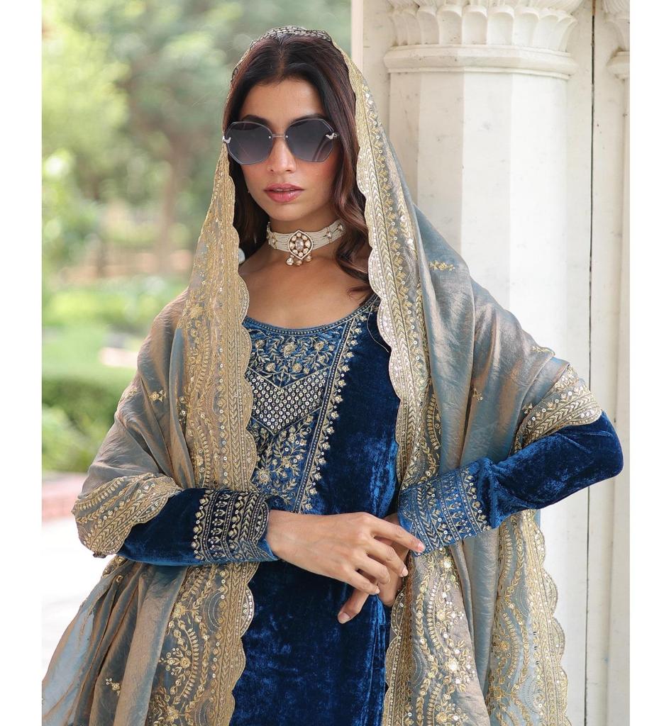 Women Readymade Designer Salwar Kameez Indian Bollywood Party Wear Salwar Suit Velvet Dress