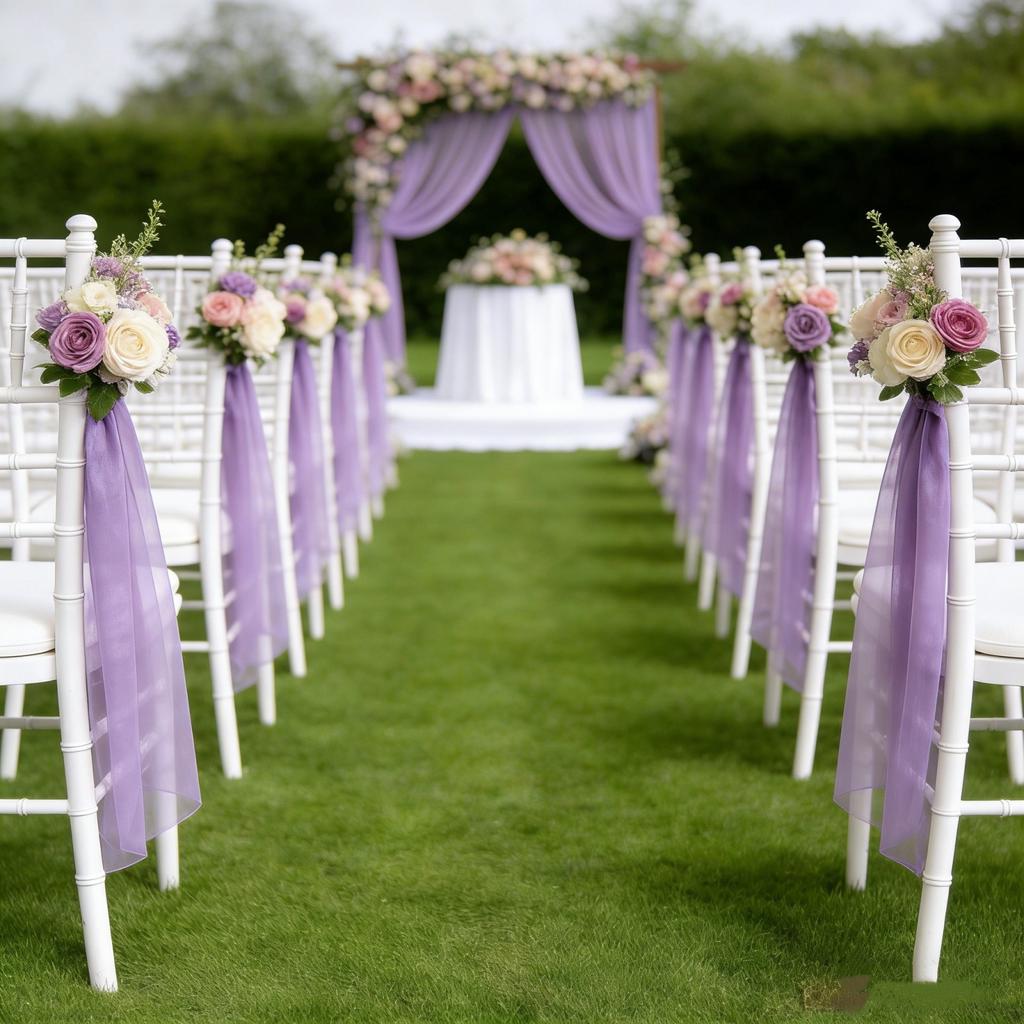Chair Ribbon Valentine's Day Hotel Wedding Banquet Meeting Table Decoration Pearlescent Dress Curtain