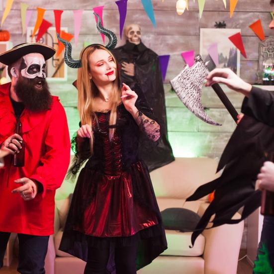 Čelenka s rohy, Halloweenská gotická čelenka s kozími rohy, Cosplay vlasová obruč, Doplňky pro Halloweenskou párty, Maškarní kostým