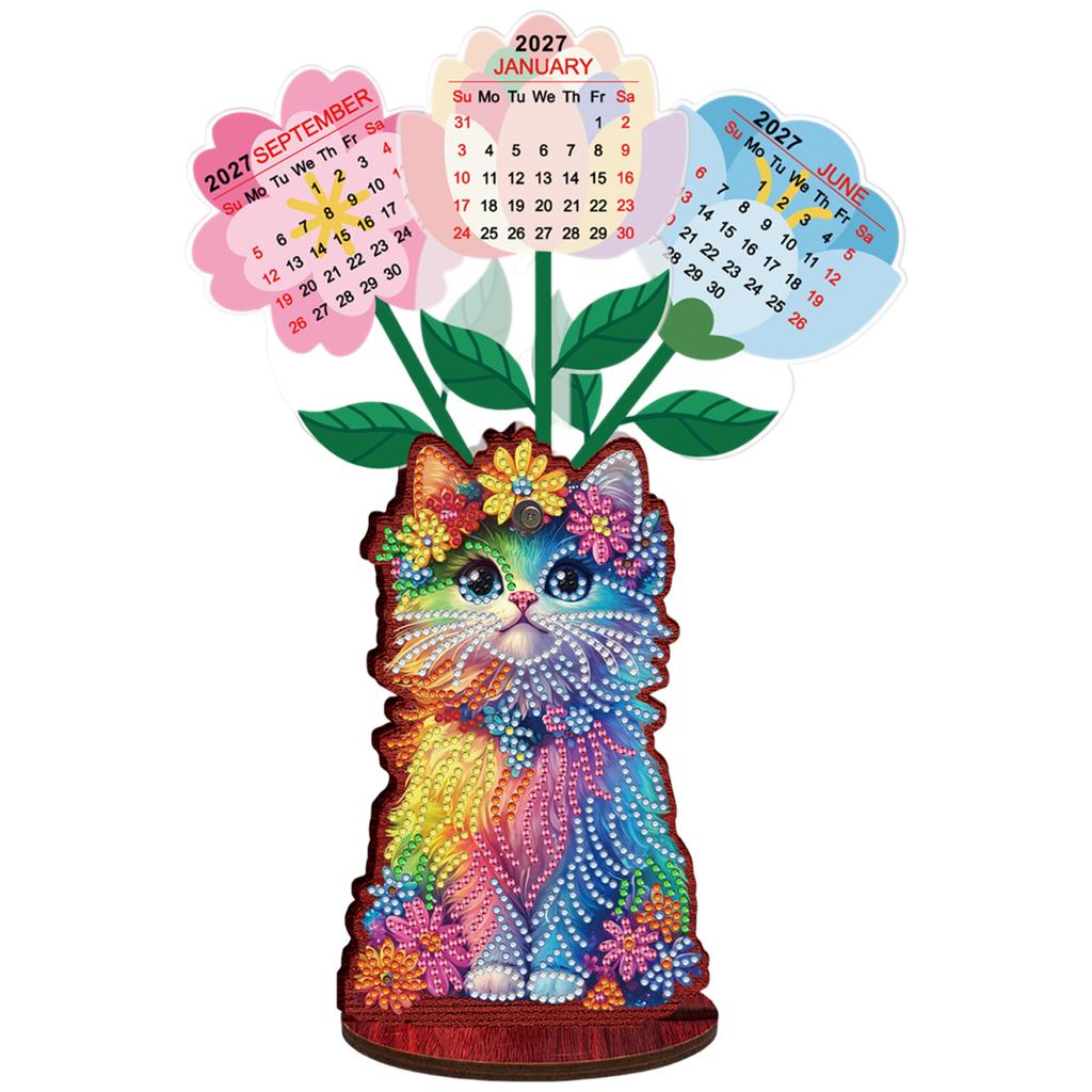 2026 Kalender Diamantmalerei Kalender Set Holz Diamantmalerei Set DIY Diamantkunst Schreibtischkalender Weihnachtsgeschenk