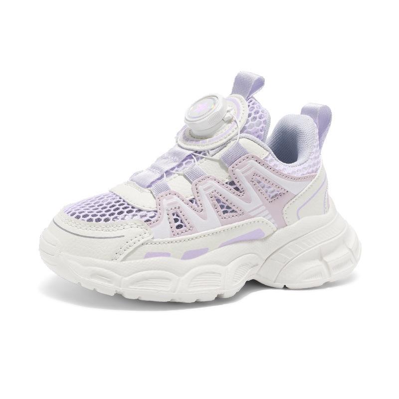 Girls' 2025 Autumn Mesh Breathable Parent-Child Sports Shoes with Rotating Button, Soft Non-Slip Sole