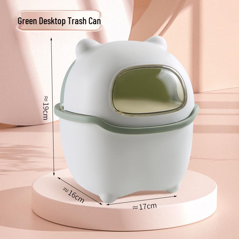 Cute Mini Desktop Trash Can with Lid for Home and Office