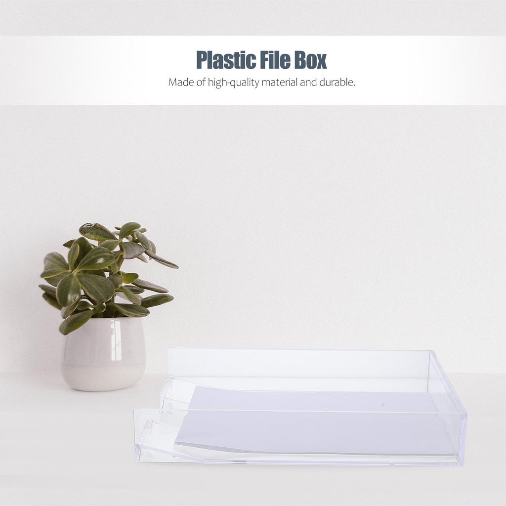 Superposable Document Box A4 Paper Holder Heavy Duty Tasteless Plastic File Organizer for Certificates Magazines Files Desktop