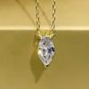 Two Prong Marquise Cut Single Stone Pendant Thin Link Chain Two Tone Minimalist Women Neck Jewelry