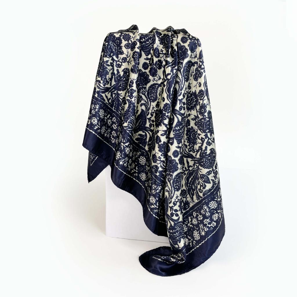 90*90cm Hijab Scarves Women Cashew Print Satin Female Luxury Brand Square Shawls Head Ladies Bandanna Foulard Muffler Girl