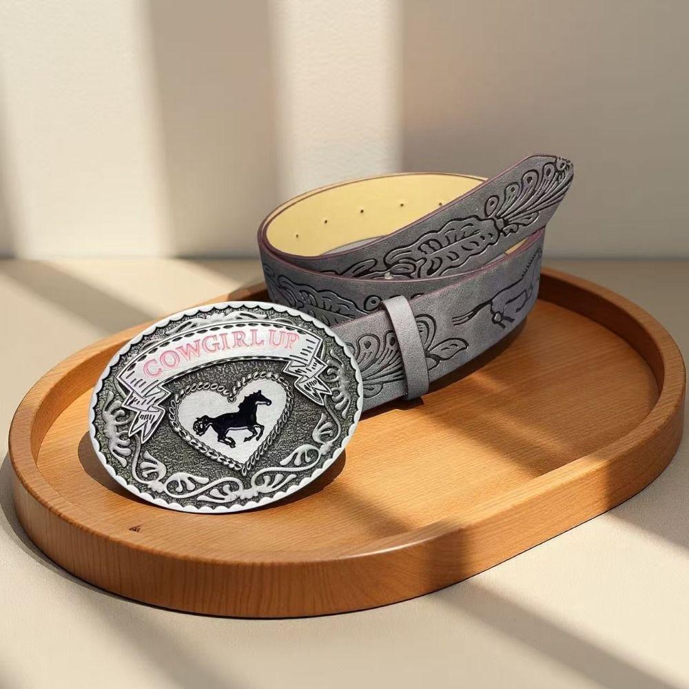 Luxury Design Western Cowgirl Belt COWGIRL UP Heart Horse Buckle Waistband for Women Spice Girls