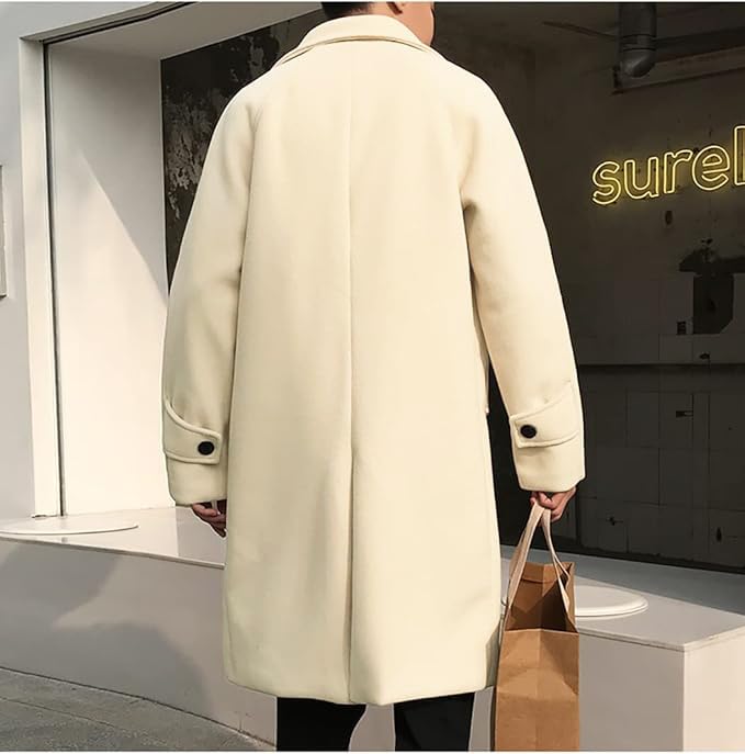 Wechose Winter Long Chesterfield Trench Bench Business Casual Popular Solid Cold Plus Sizes Loose Simple and Men's Coat, Coat, Coat, Outerwear, Color,