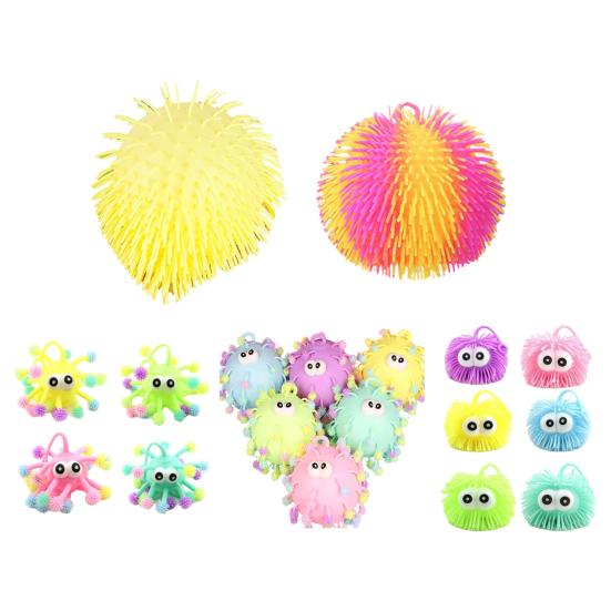 Cartoon Sausage Mouth Stress Ball Anxiety Relief Snowflake Long Hairs Big Eyes Ball Fidget Toy Hand Exercise Relaxation Ball with Hanging Ring