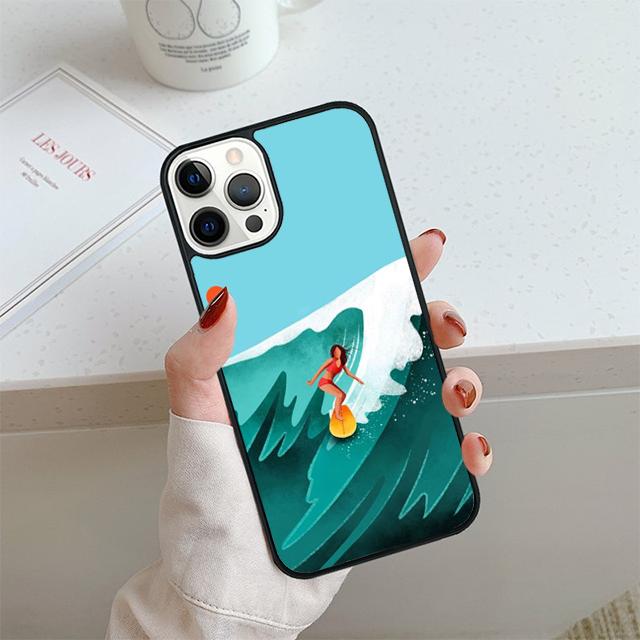 

Surfing Sea Beach Surfboard Wave Phone Case For iPhone 17 Air 13 12 14 15 16 Cover For Apple Pro Max 6S Plus iPhone 17pro