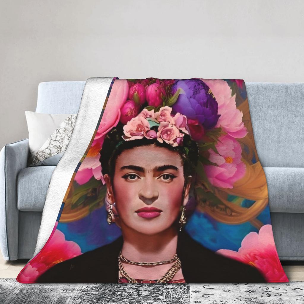 F-Frida K-Kahlo Art Knitted Blanket Paintings Fuzzy Throw Blanket Summer Air Conditioning Printed Soft Warm Bedspreads,