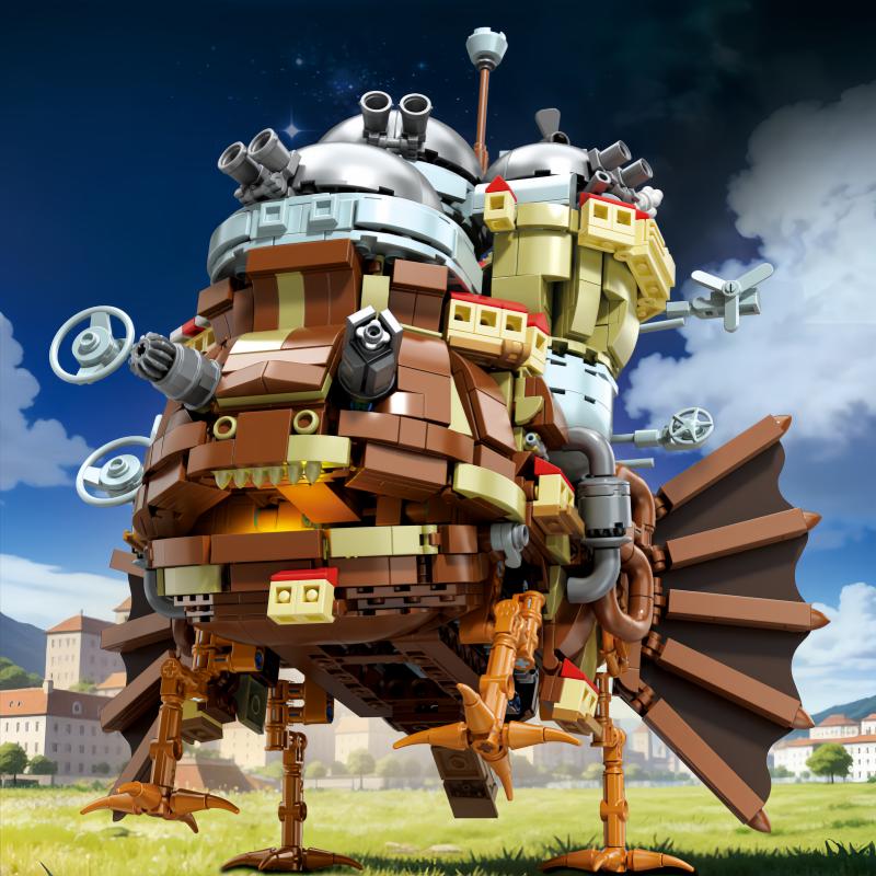 New 1513Pcs Creative Electric Castle Building Blocks , Cartoon Frog Castle Steampunk , Desktop Decor Gift