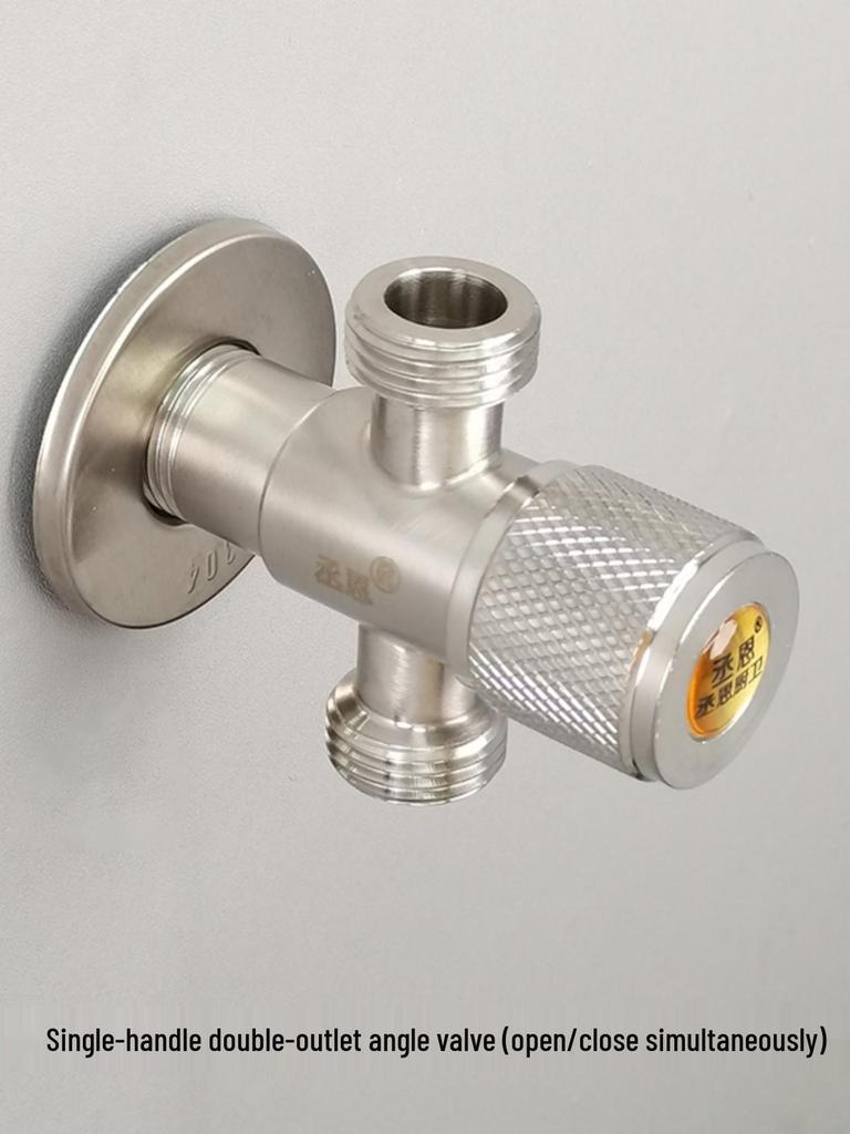 304 Stainless Steel Dual Outlet Hot/Cold Angle Valve Water Heater Diverter Switch