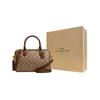 Coach Rowan 27 Vintage Monogram Reißverschluss Beschichtetes Canvas und Recyceltes Leder Tragetasche Groß Damen-Tragetaschen Khaki Sattelbraun CS188-IME74