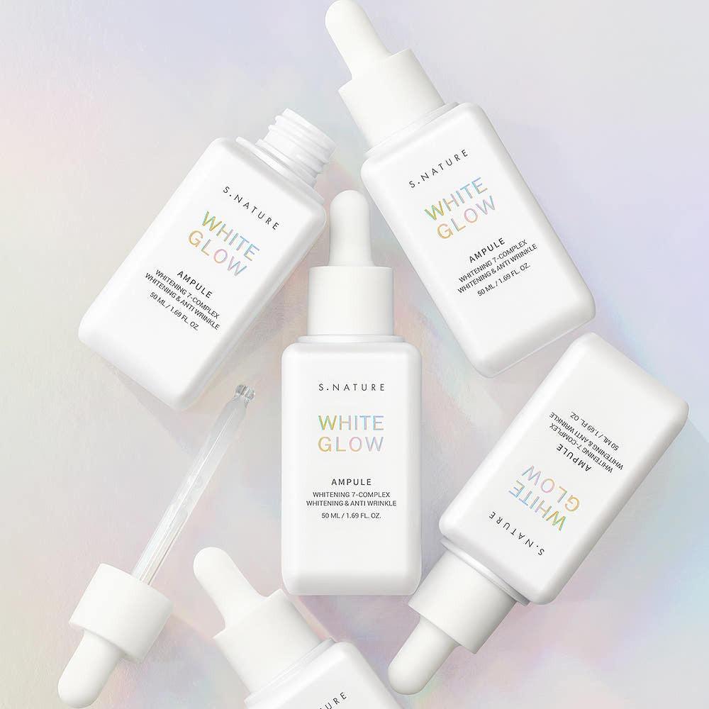 S.NATURE White Glow Ampoule Brightening Hydrating 50ml Korean Skincare Daily Facial Serum