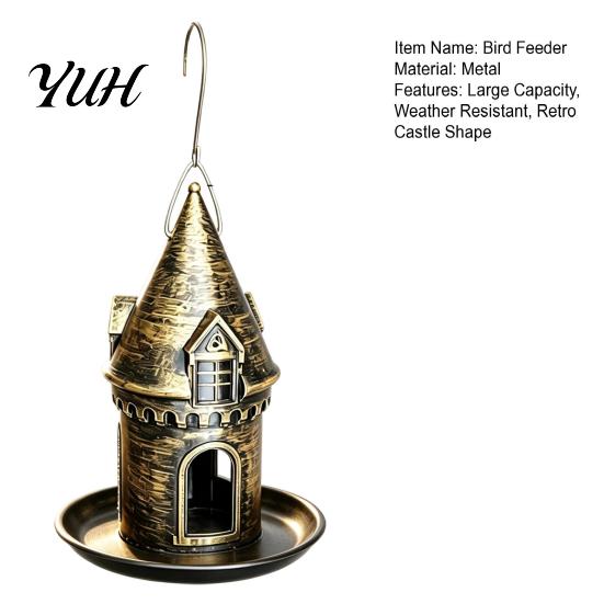 Unique Birding Gift for Men Retro Castle Bird Feeder, Metal Hanging Outdoor Nature Enthusiasts Wild Feeder Garden Backyard Balcony Decor