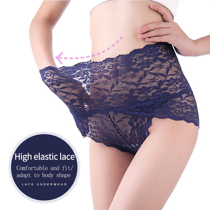 3Pieces/Lot High Waist Light Sexy Elastic Lace Women's Panties, Pure Cotton Crotch Comfortable Non-marking Breathable Lightweight Underwear Briefs