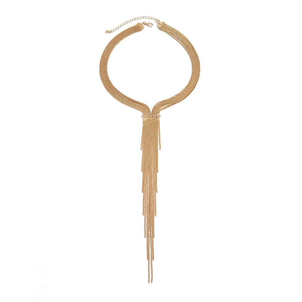 Elegante eingelegte Strasssteine, Mehrschichtige Kastenkette, Quasten-Halskette, Damenmode, Sommerschmuck, Schmuck, Geschenke