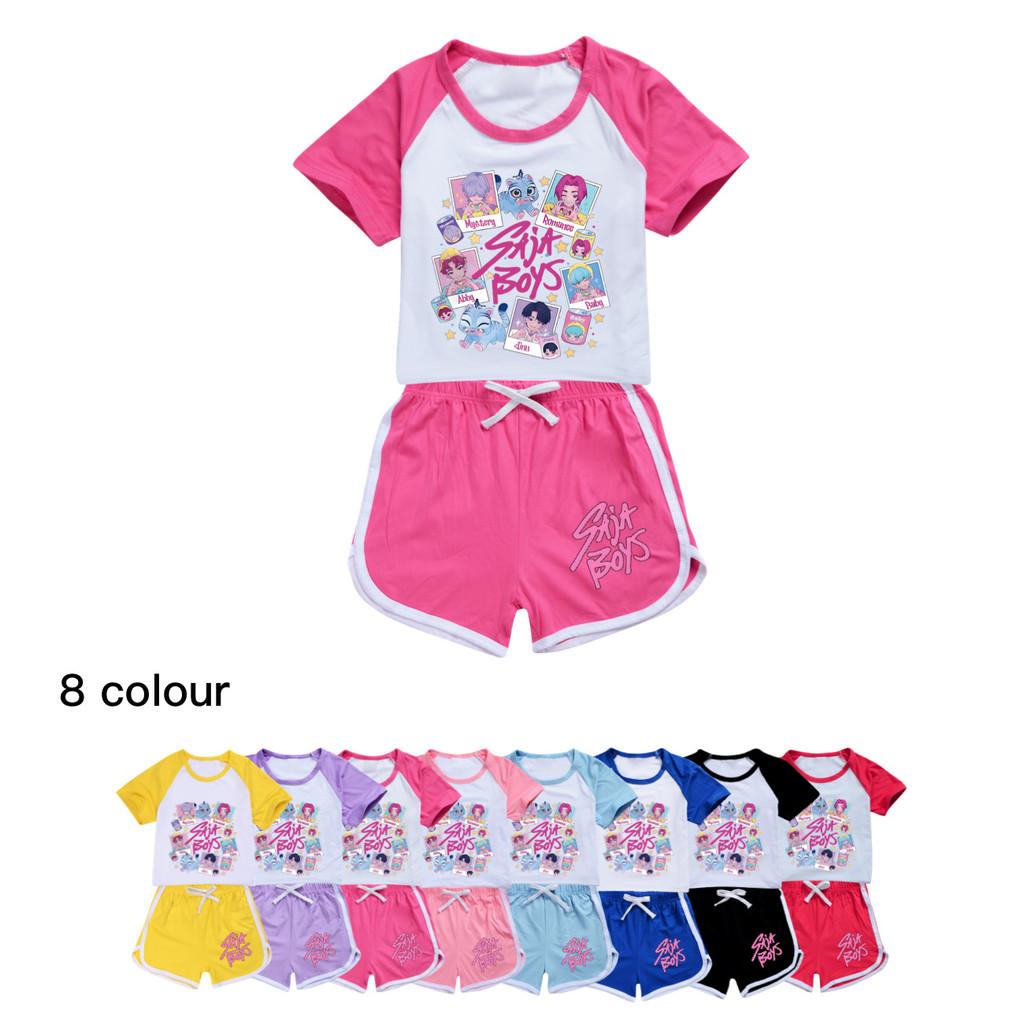 4980 Kids Girls Sajaboys POP Rumi Zoey Mira Print T-shirt Shorts Sport Tracksuit Clothes Set