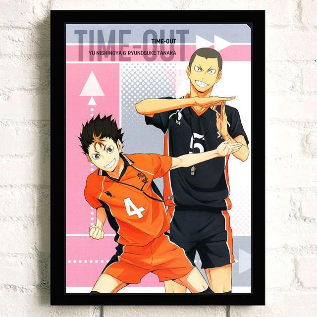 Massivholzrahmen Japanischer Anime Haikyuu! Volleyball Wand Kunst Leinwand Malerei Nordic Poster Und Druck Bilder Moderne Wohnzimmer Dekoration