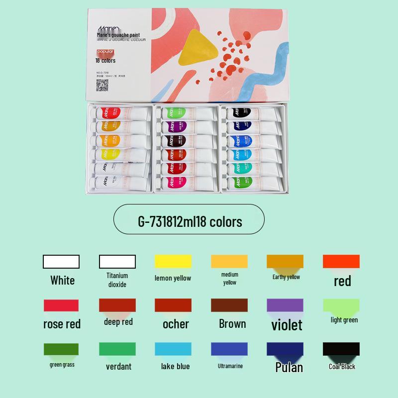 Mali Gouache-Farben-Set - 5ml & 12ml Tuben, in einer Box für Anfänger